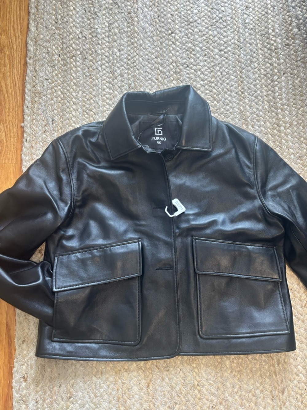 Furniq UK - Women's Cropped Leather Jacket, XS